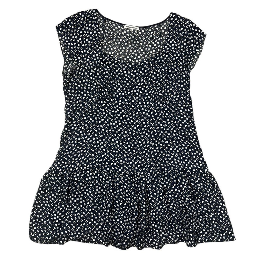 Reformation Navy and White Mini Dress